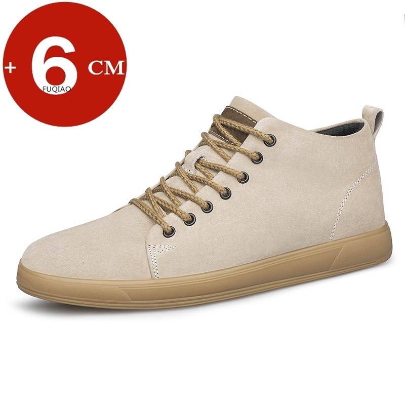 Genuine Pig Leather Fashion Height Increasing Sneakers Men All-match Casual Shoes Increase Insole 6cm Luxury Brand Lift Men Shoe