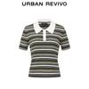 UR Women's Casual Short-Sleeve Color Block Striped Knit Polo Shirt