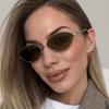 Cat Eye Small Frame Sunglasses Y2k Trendy Oval Metal Sun Glasses Women Punk Sunshade Shades Outdoor UV400 Protection Goggles