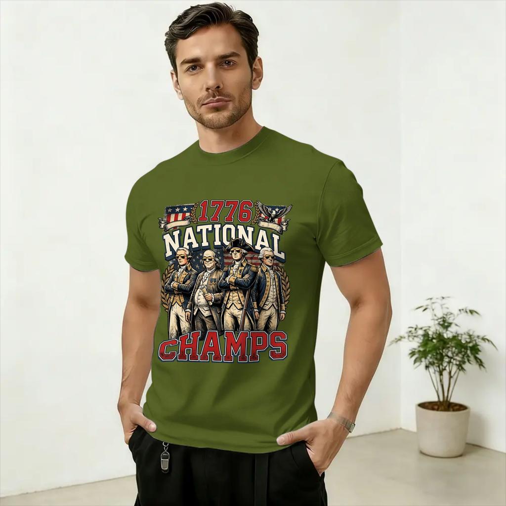 250th 1776 National Champs Funny Patriotic America Founding Father T Shirts for Unisex 100 Cotton Fashion for Male