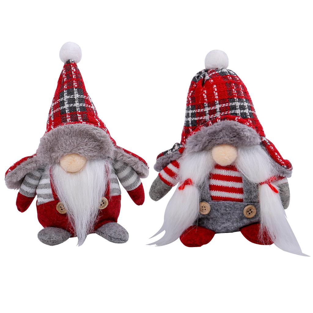 Faceless Doll Forest Old Man Ornament Fashion Plaid Hat Old Man Doll Scene Ornament
