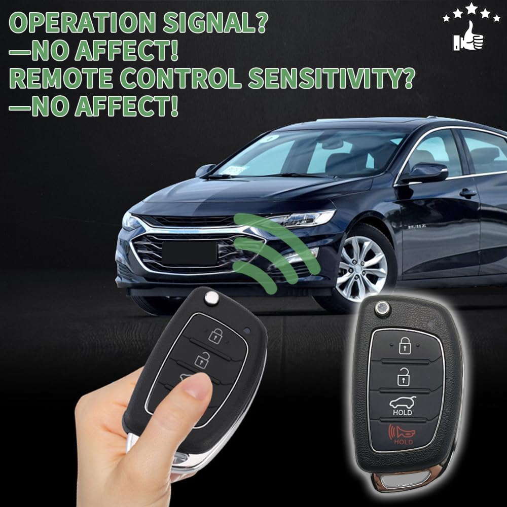 Key Fob Case for Hyundai Sonata Santa Fe Sport  2018 2017 2016 2015 2014 2013 4 Buttons Keyless Entry Remote Control Folding Flip Car Key Fob Cover