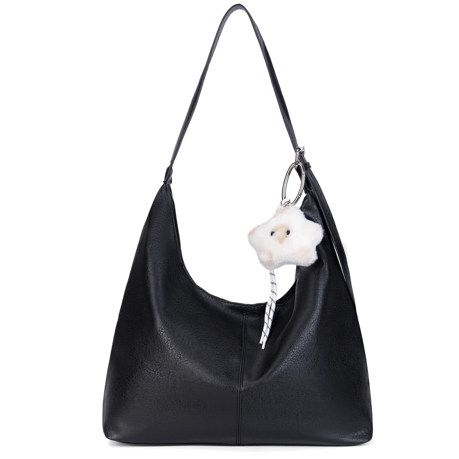 

Boshiho Women s Tote Bag, Large Capacity, A4 Size Storage, Retro Leather, 2-Way, Crossbody, with Cute Bag Charm, Perfect for Commuting to School,