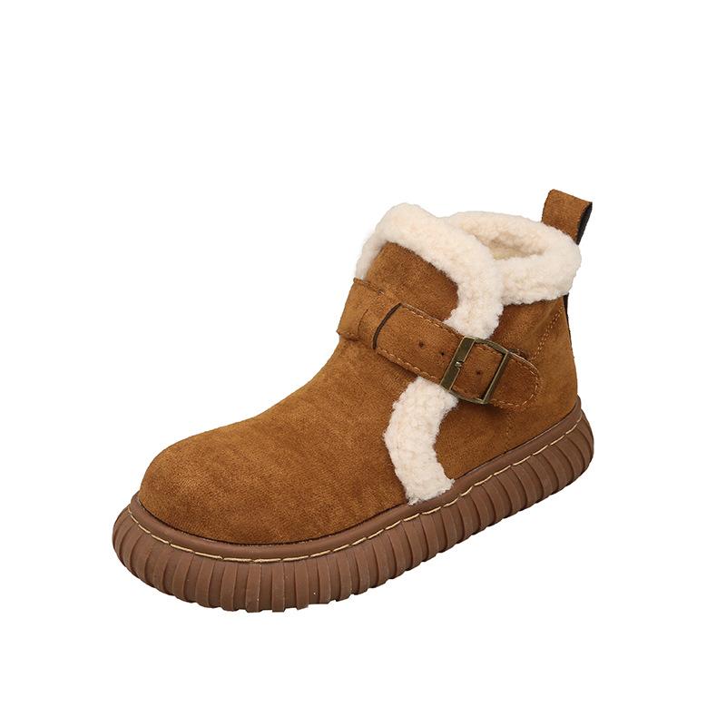 Women's Fashion Lightweight Height-enhancing Thick Sole Winter Warm Fur One Snow Boots Plush Lined Non-slip Casual Sports Cotton Boots
