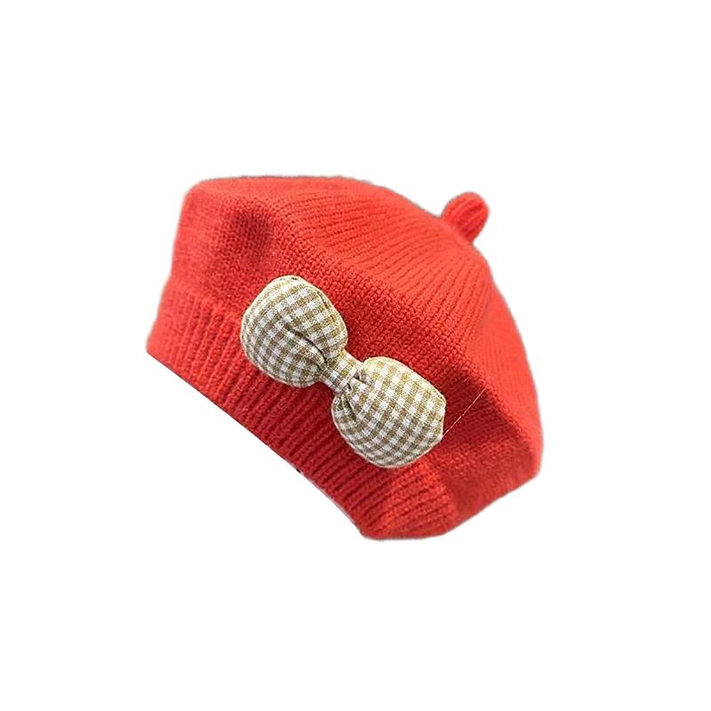 Милая детская шапка однотонная с бантом теплая шапка-берет для девочек винтажная шапка-берет принцессы детская осенне-зимняя шапка подарки