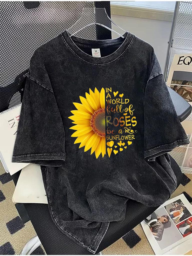 Inspirational Daisy TShirt Positive Quote Floral Tee Aesthetic Women Shirt Women Clothing Graphic T Shirts Harajuku T Shirt