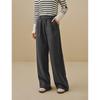 INMAN Women's Grey Series Wool Blend Straight-Leg Pants