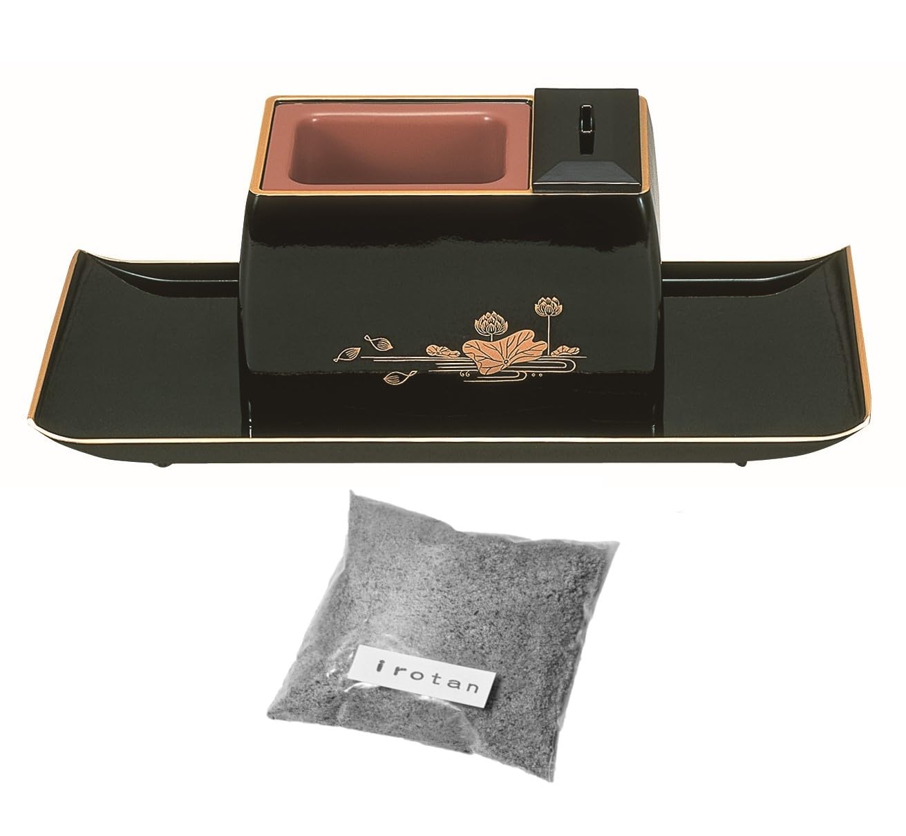 

irotan Incense Burner Set, 5 inches (Incense Burner, Incense Burner Tray, Incense Ash), Black