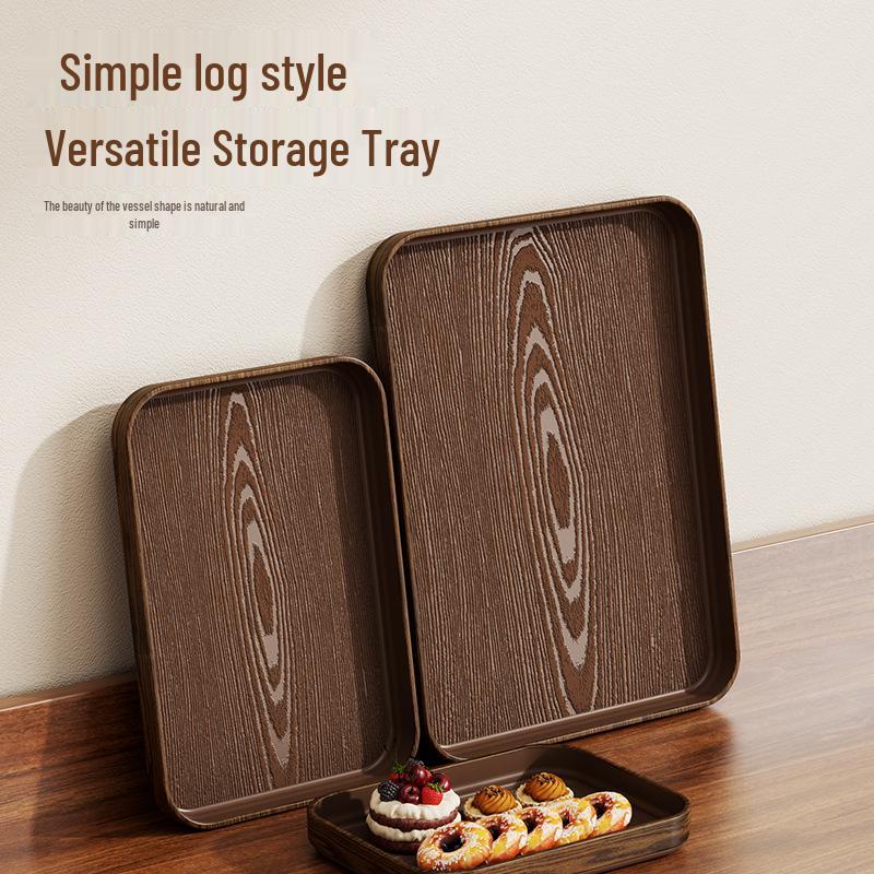 High-Grade Chinese Style Extra Thick Imitation Wood Grain Rectangular Serving Tray