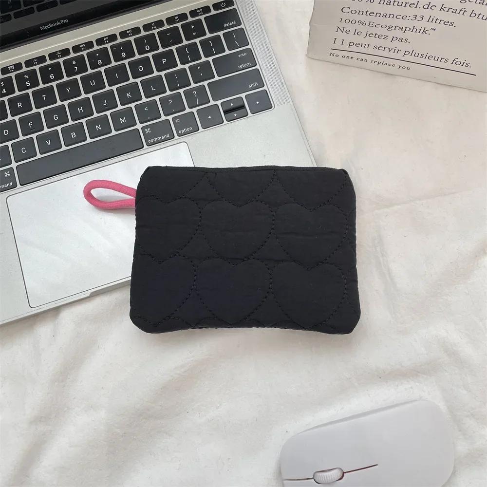 Women's Heart Makeup Bag Cute Wash Organizer Bag Multifunctional New Cosmetic Bag Small Large Coin Napkin Sanitary Pad Case