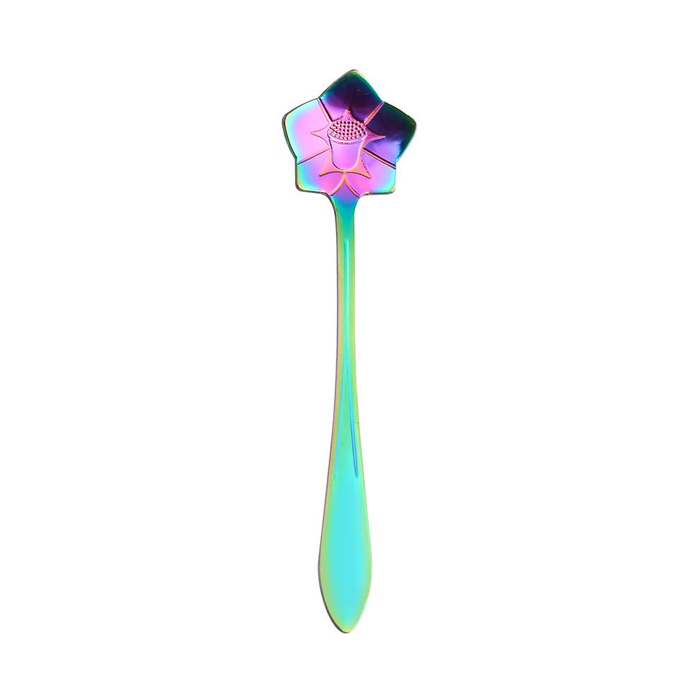 Gold Plated Christmas Flower Mixing Spoon - Japanese Stainless Steel Coffee Stirrer with Custom Logo Option.