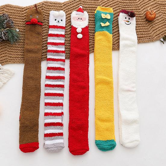 Christmas Thigh High Fuzzy Socks for Women Cute Cartoon Over The Knee Socks Winter Long Leg Warm Fluffy Stockings