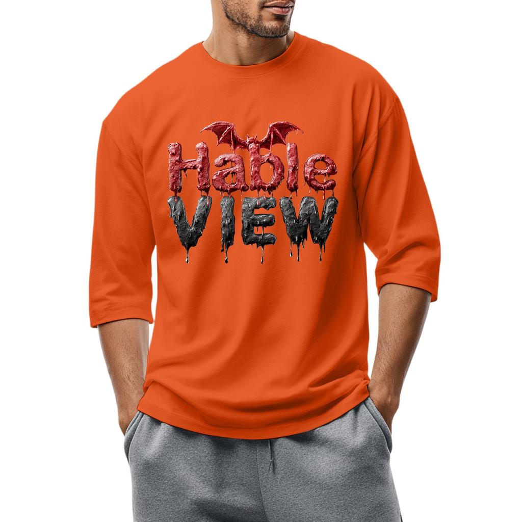 Men'S Round Neck Three-Quarters Sleeve Top Casual Fashion T-Shirt