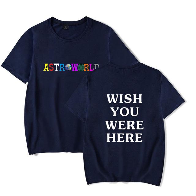 

New Fashion Hip Hop T Shirt Men Women Cactus Jack ASTROWORLD Harajuku T-Shirts WISH YOU WERE HERE Letter Print Tees Tops S