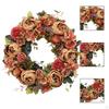 Artificial Peony Wreath Flower Arrangement Sturdy Garland for Anniversary Window