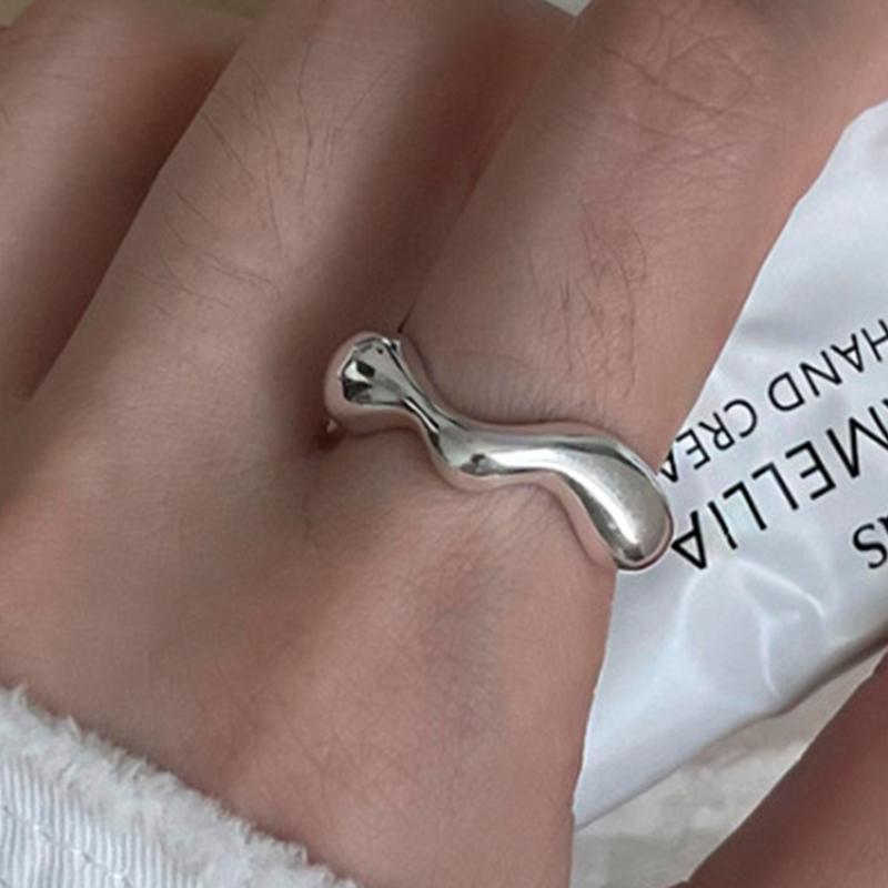 PANJBJ  925 Sterling Silver Double Layer Ring for Women Girl Gift Geometry Hollowing Out Minimalism Fashion Jewelry Wholesale