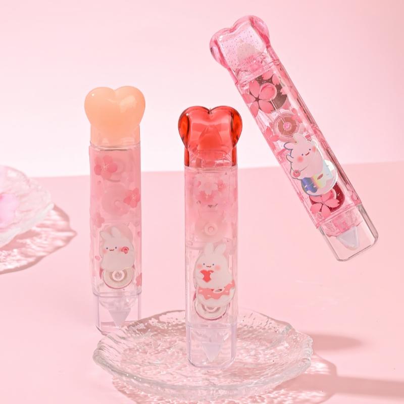 1pcs BuYoYO Correction Tape Glue Tape 2 In 1, Kawaii Rabbit Cherry Blossom Double Sided Design
