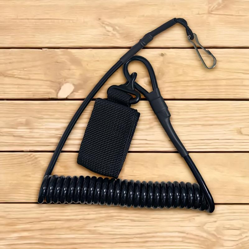 Durable Elastic Lanyard Anti-Loss Spring Strap with Metal Hook, Suitable for Keys, Flashlights, Outdoor Gear