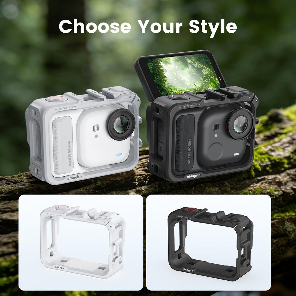 Plastic Protective Frame Cage for Insta360 GO Ultra Accessories Cage w Cold Shoe Multifunction Expansion Mounts For Go Ultra