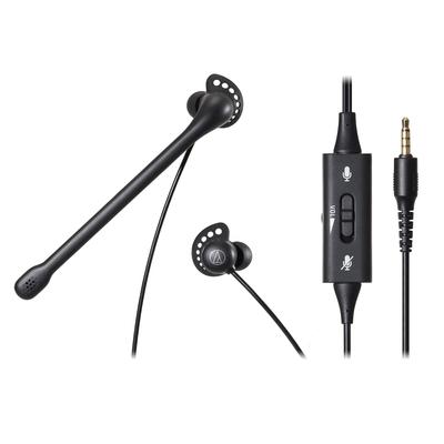 Auriculares intraurales estéreo Audio Technica BK con cancelación de ruido, micrófono, control de mano, cable de tratamiento ATH-202COM para PC/PS4/PS5/Switch/Xbox One/3,5 mm