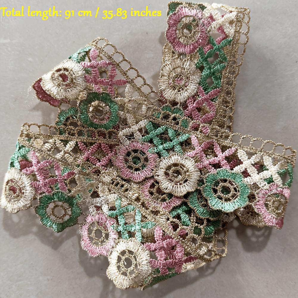 Vintage Palace Style Colorful Lace Flower Embroidery Embroidered and Cut-Out Lace Clothing DIY Hair Accessories 1 yard (91 cm / 35.83 inches)