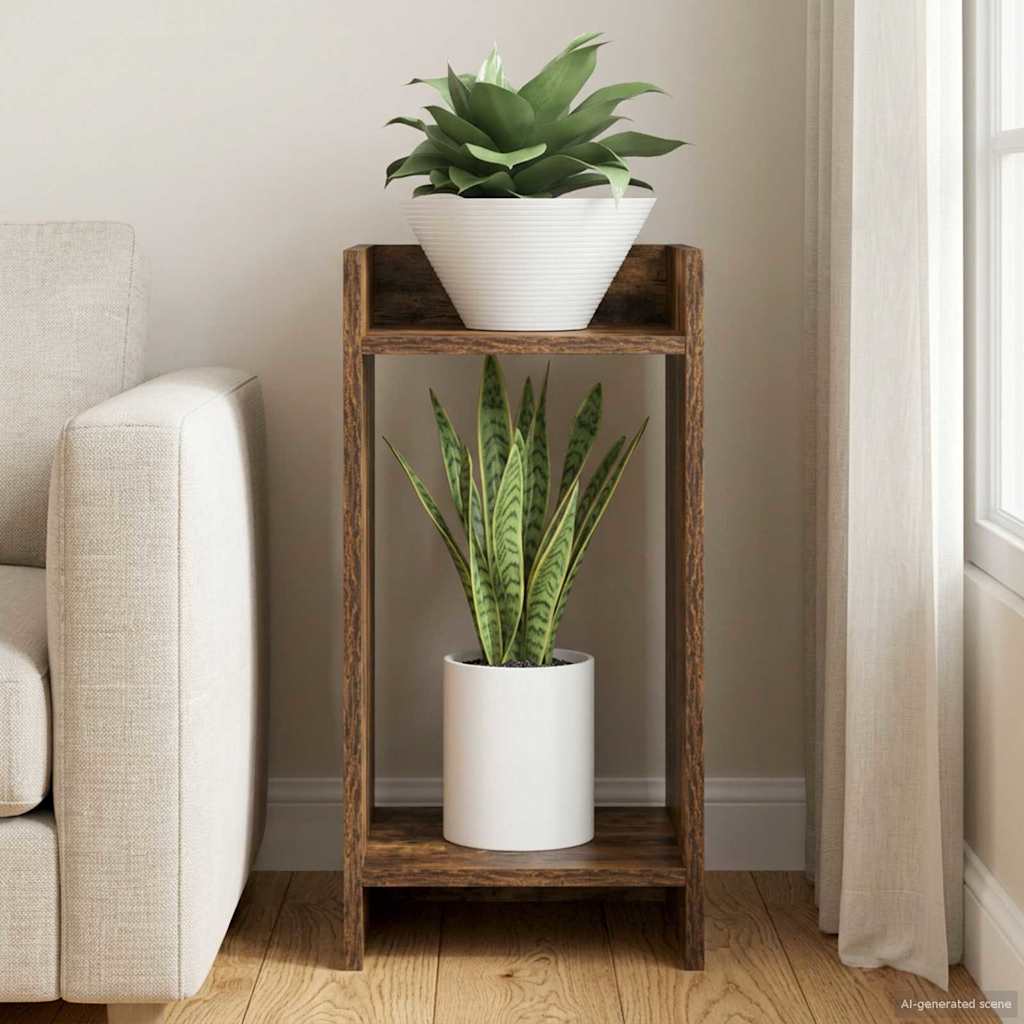 Plant Stand Smoked Oak 30 X 30 X 60 Cm Wood Based Material