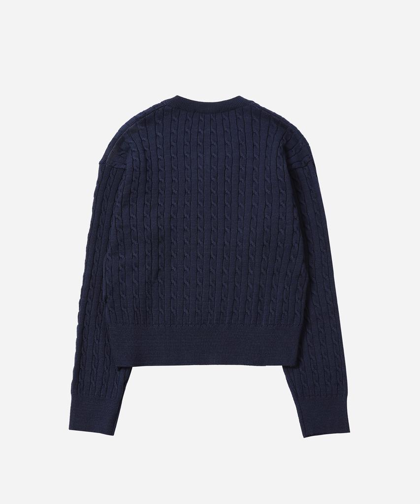 Solteuaenchokollis Sac Logo Cable V-Neck Knit Navy 4W2316001