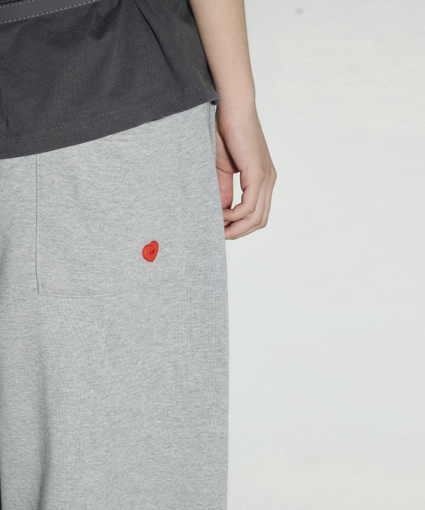 Seulliggeullou Logo Pintuck Wide Curved Sweatpants [Gray]