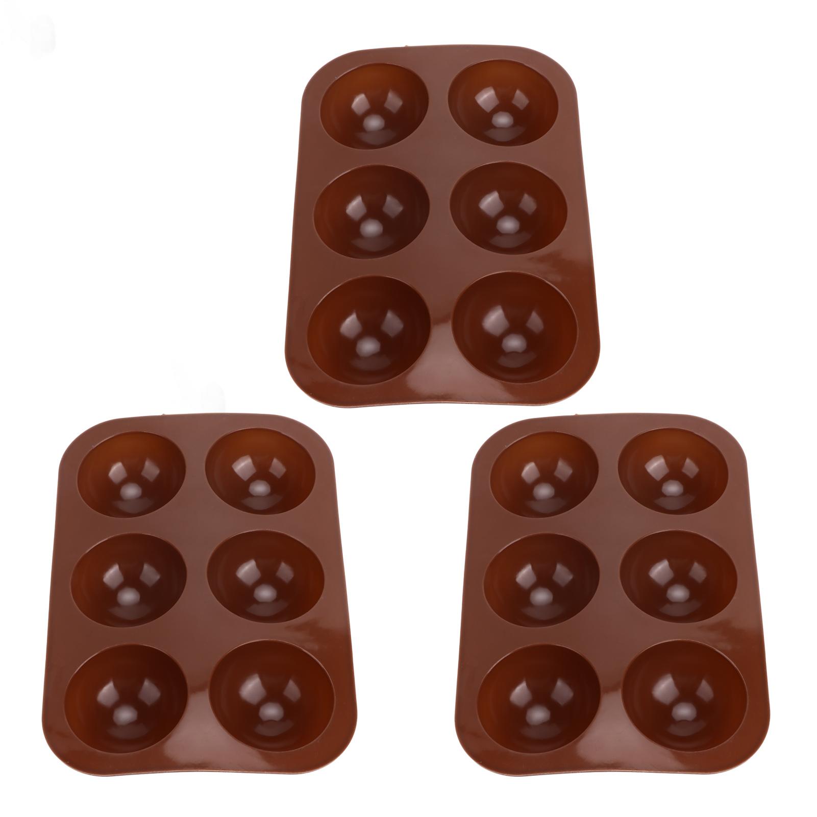 

3 Pcs 6 Holes Silicone Baking Mold Semi Sphere Chocolate Bombs Mold for Cake Pudding L
