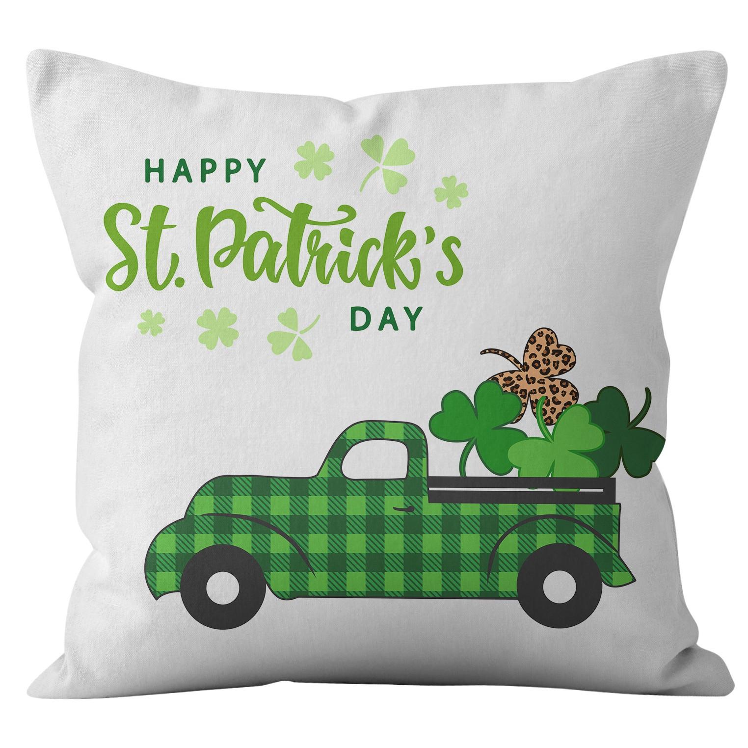 

Наволочка для дома Ст. Наволочка на День святого Патрика Четырехлистный клевер Клетчатая Наволочка на диванную подушку 45*45cm