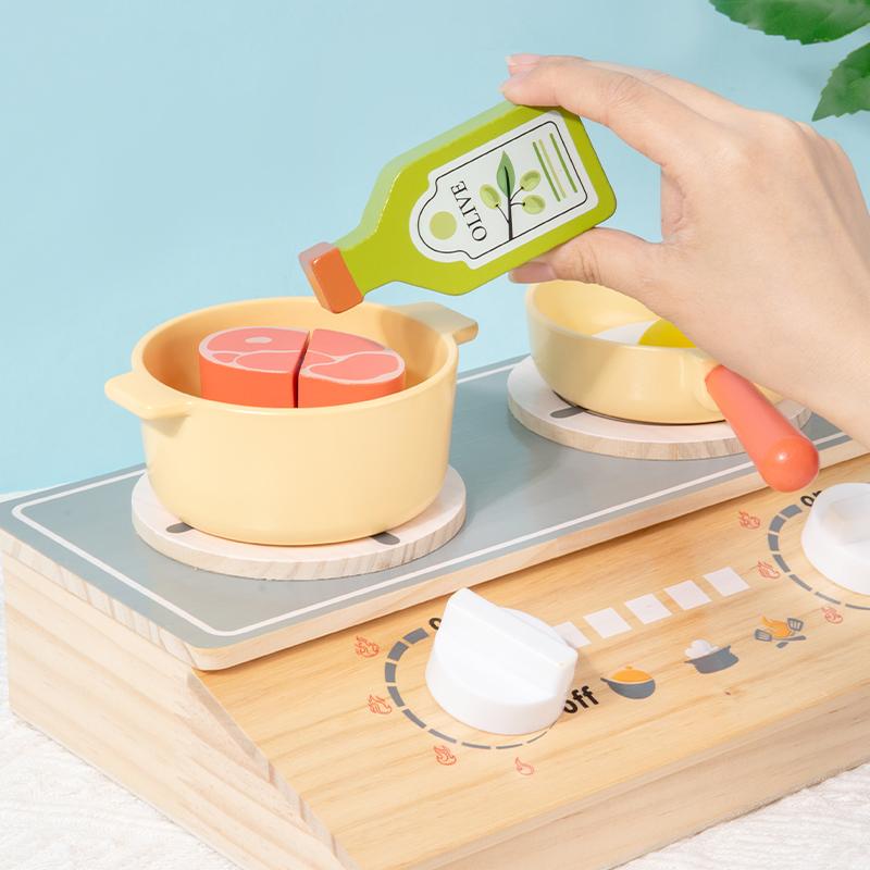Wooden Kitchen Toy Wooden Tableware Food Sets Toy Role Play Educational Cosplay Preschool Gifts for Kids Kitchen Accessories