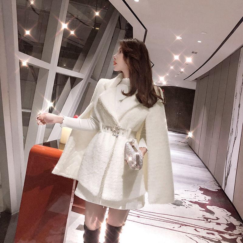 

Темпераментный плащ-кейп с воротником-стойкой, женское зимнее пальто с бахромой и бусинами, свободное хлопковое пальто XL