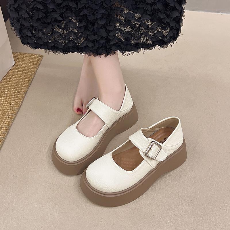 French Bag Head Mary Jane Half Slippers Women's 2025 Spring and Summer New Small Height Increase Versatile Platform Single Shoes