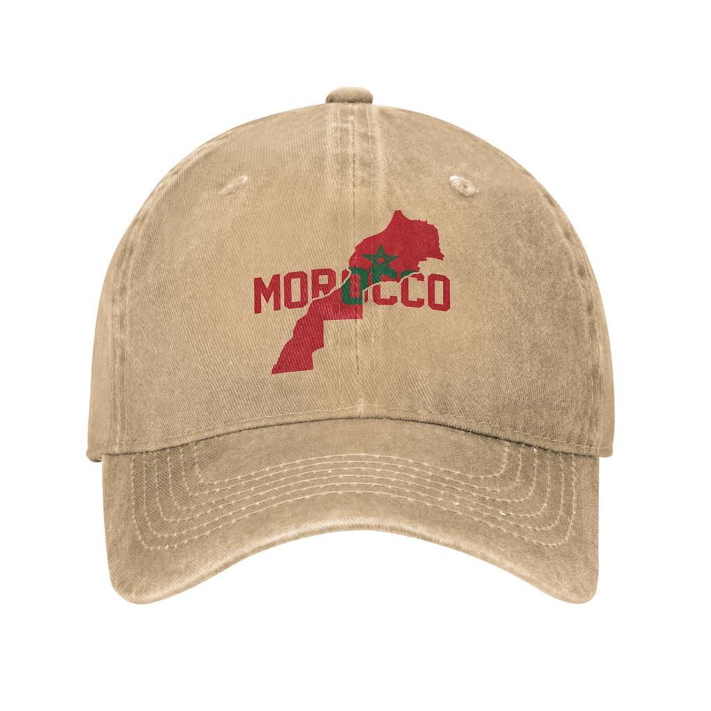Men Women Coat of Arms of Morocco  Printed Hat Casual Distressed Washed  Baseball Cap Adjustable