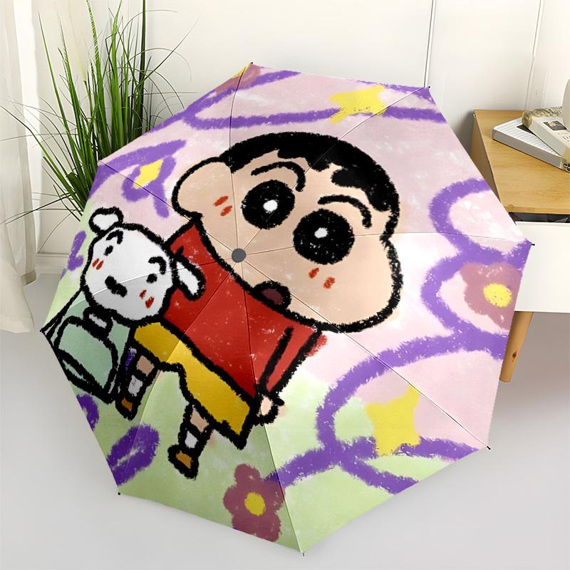 

1pc Shin-chan Automatic Folding Umbrella - 8-Rib Durable Iron Frame, Compact Portable for Daily Travel, Intricate Patterns yy251125248