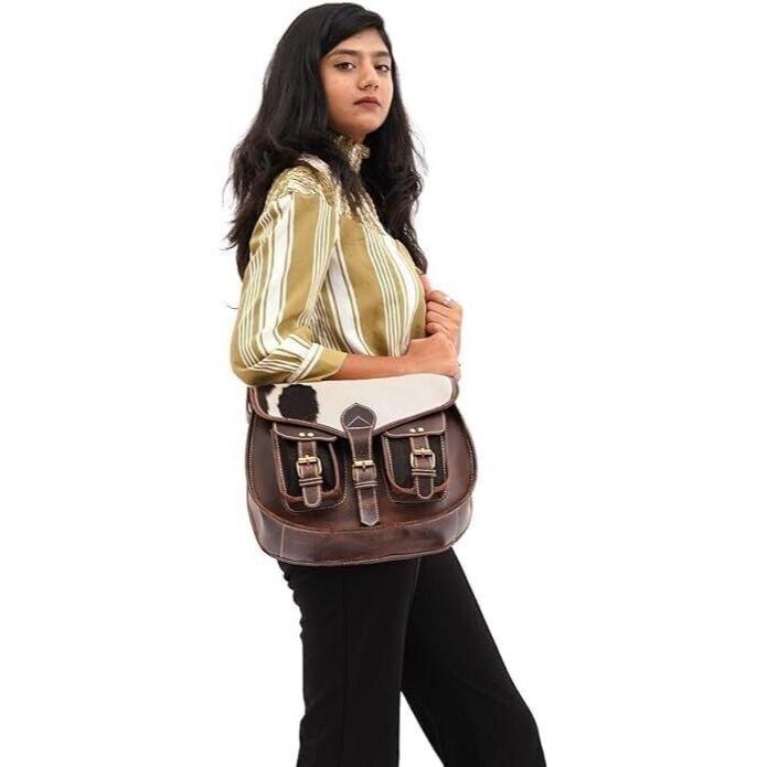 

Винтажная сумка через плечо из воловьей кожи для женщин, женская сумка-тоут 13 x 10 x 4 in коричневый