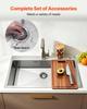 85cm Kitchen Top Mount Single Bowl Sinks, Stainless Steel Drop-In Farmhouse Basin with Accessories, Household Dishwasher Sinks for RV, Prep Kitchen,