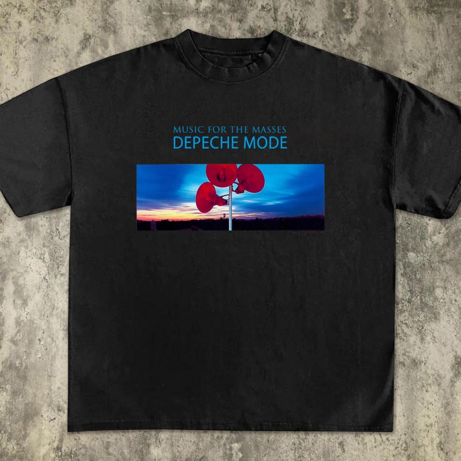 Depeche Mode Модная футболка группы Music for The Masses Динамики Мужская Свободная с коротким рукавом Блокбастер Большой размер Топ Y2K S