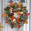 Fall Wreath Harvest Season Decor Maple Leaves Pumpkin Fall Wreath for Thanksgiving Halloween Holiday Mantle Window Wedding Party