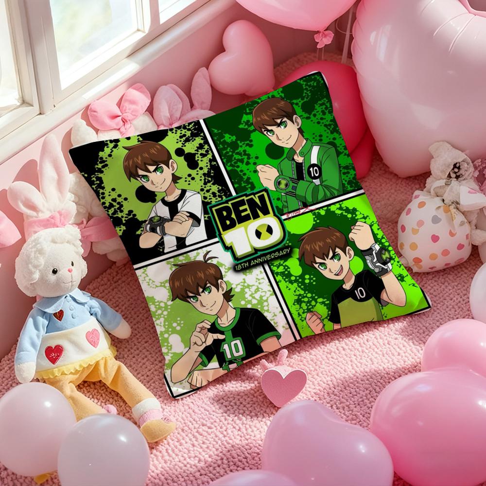 Cartoon BBen 10 Cool Pillow Case Soft Plush Fabric DoubleSided Printed Cushion Cover Warm Winter Sofa Pillow Case