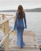 European & American Women's Summer Knitted Backless Long-Sleeve See-Through Floor-Length Dress