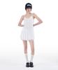 Alkialka Pleated Chiffon Mini Dress (Ivory)