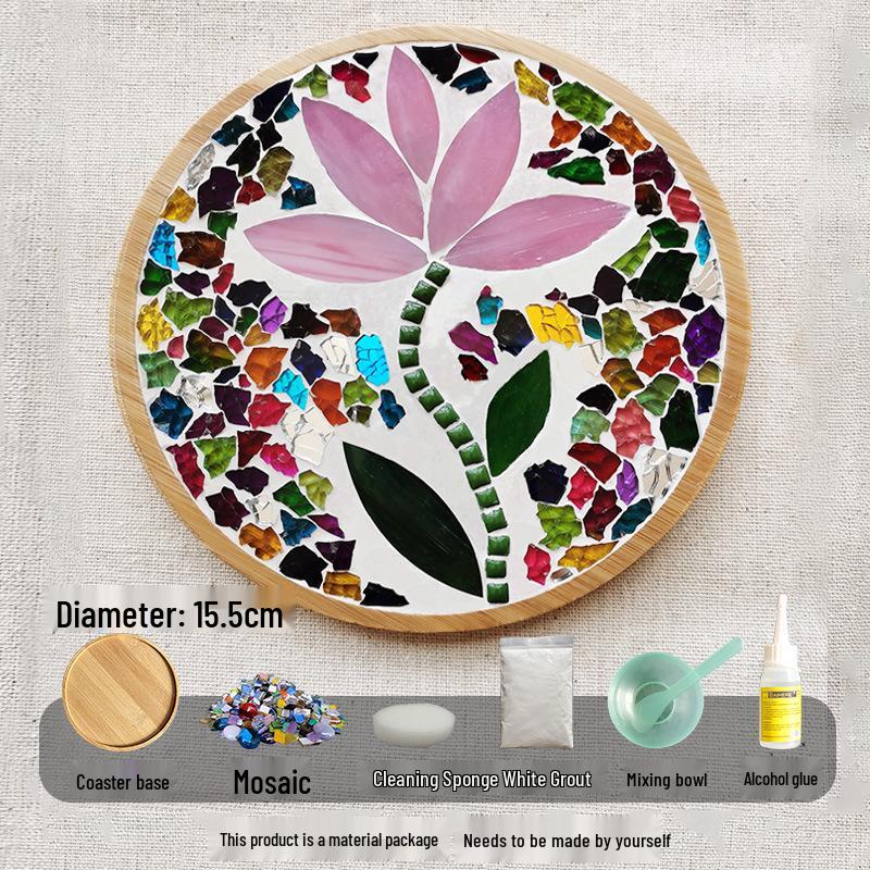 Handmade Glass Mosaic Cup Mat Pixel Puzzle DIY Kit - Educational Toy