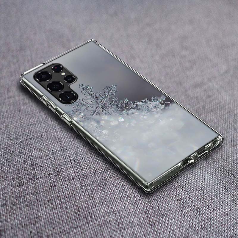 Snowflake Winter White Snow Christmas Clear Phone Case for Samsung Galaxy S24 S23 S21 Plus S20 FE S22 S26 Ultra S25 Edge TPU Cap