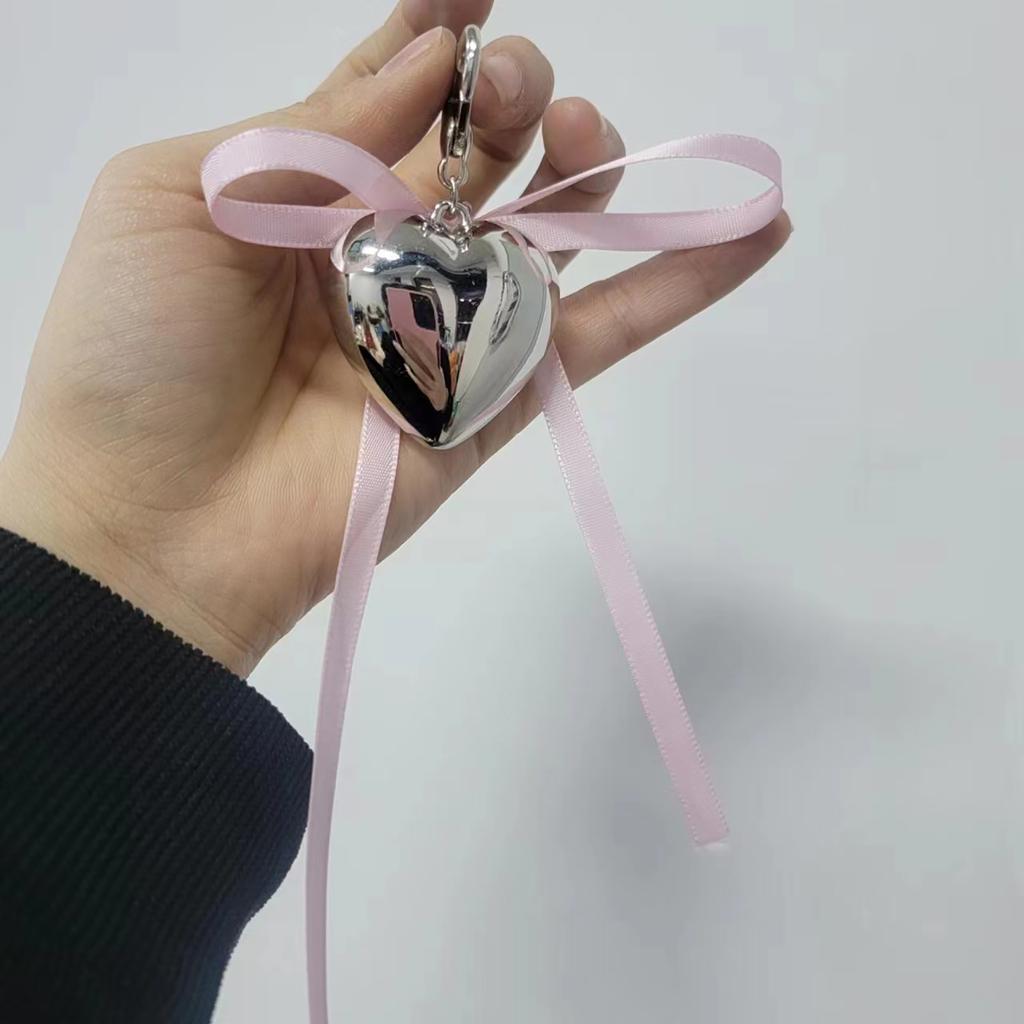 Ribbon Heart/Bowknot Pendant Phone Chain Simple and Chic Handmade Keychain Fashionable Bag Accessory for Women Girls