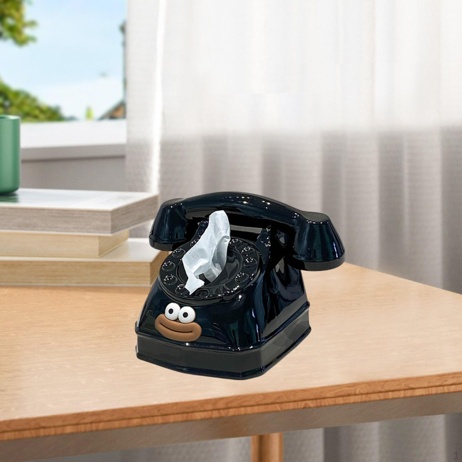 

Ceramic Napkin Storage Organizer in Telephone Shape for Bedroom Table чорний