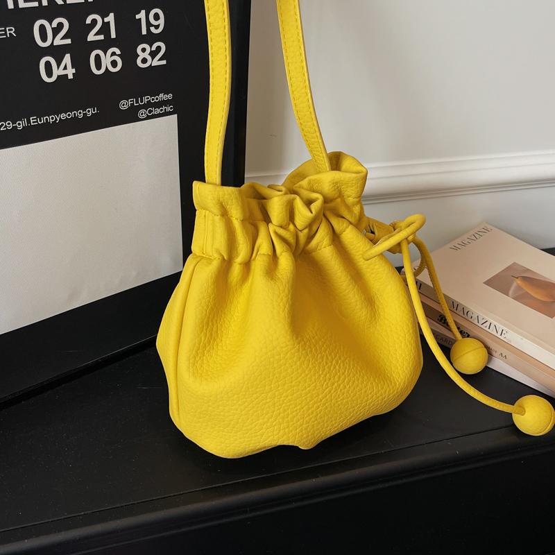New Cloud Ladies Fashion Casual Shoulder Bag with Butterfly Knot Drawstring Adjustable Strap Bucket Bag Stylish Crossbody Bag