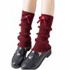 Bow Design Furry Leg Warmers Middle Tube Lolita Boots Cover Knitted Leg Warmers  Autumn Winter