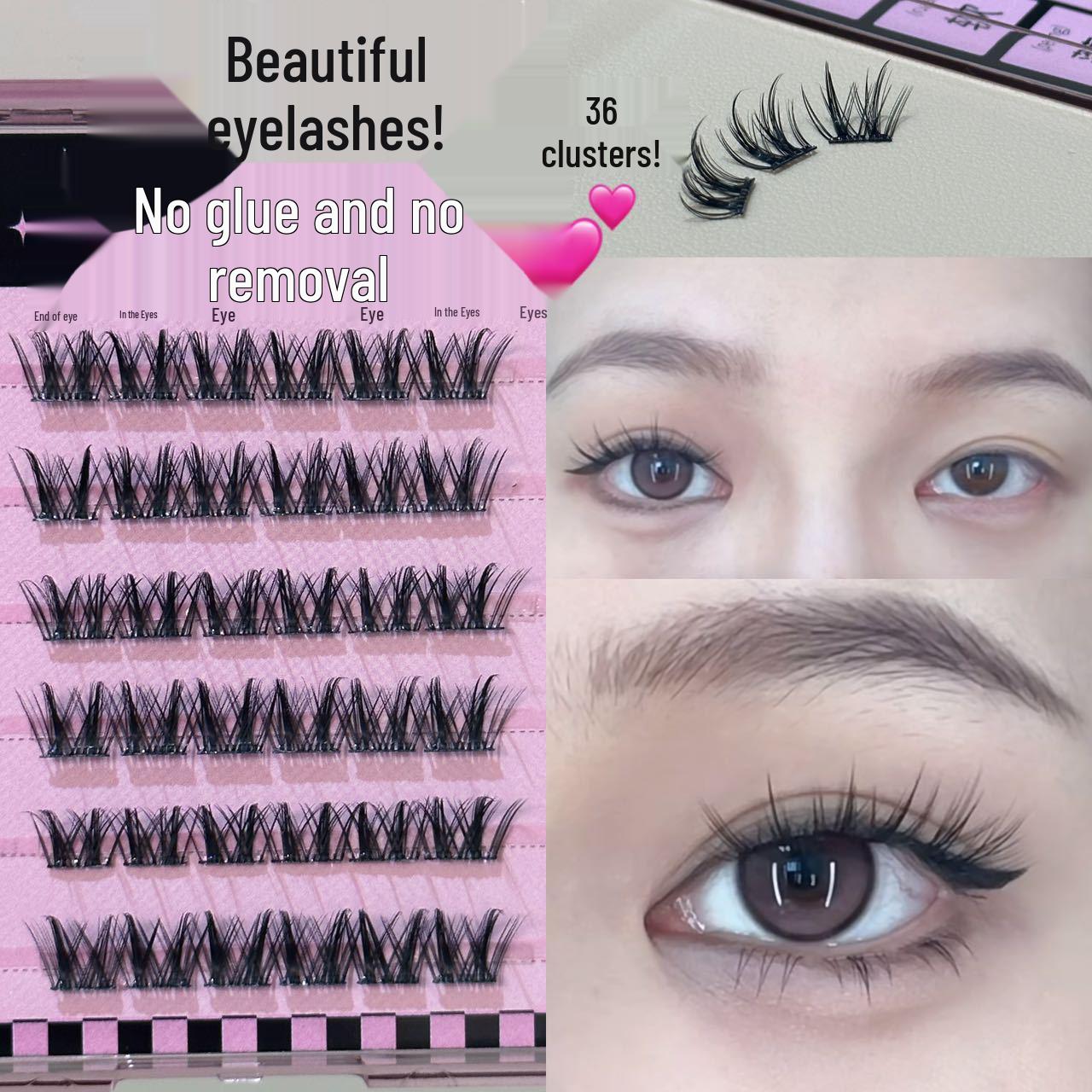 

Honey Box Beauty: Natural Photogenic False Eyelashes - Single Cluster, No Glue, Daily Wear