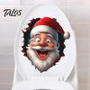 Funny Holiday Party Decorations Santa Toilet Sticker, Christmas Lid Decal, Self-Adhesive, 3D Festive Tank Clings Hole Waterproof PVC Wall Sticker for